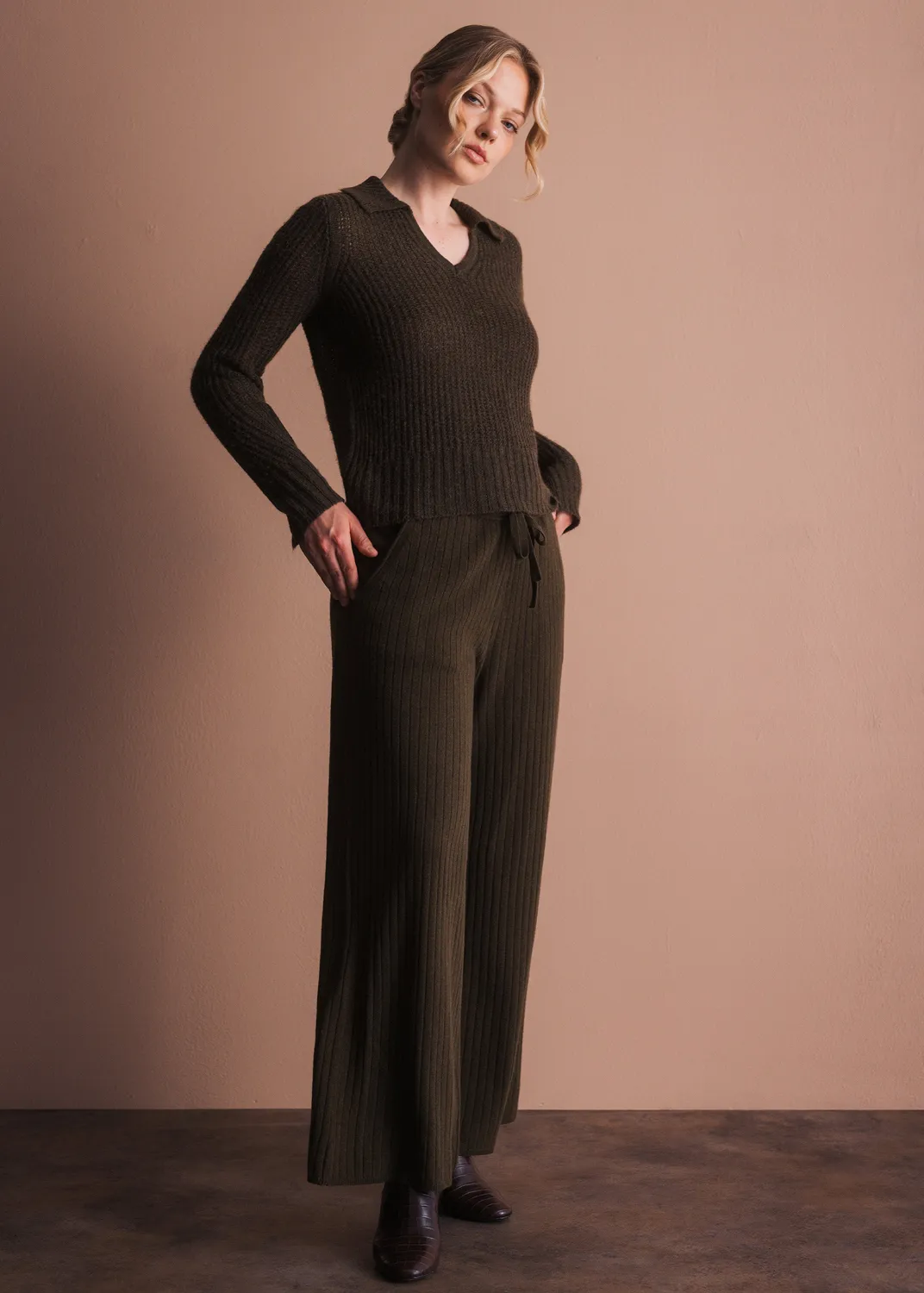 Senatex Strickhose mit Bindeband Hose Forest Merino