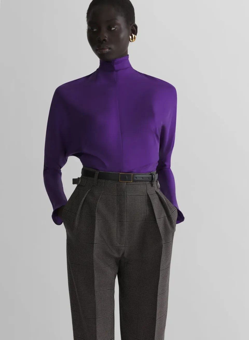 Mugler Bat Sleeves Top Oberteil lila langarm
