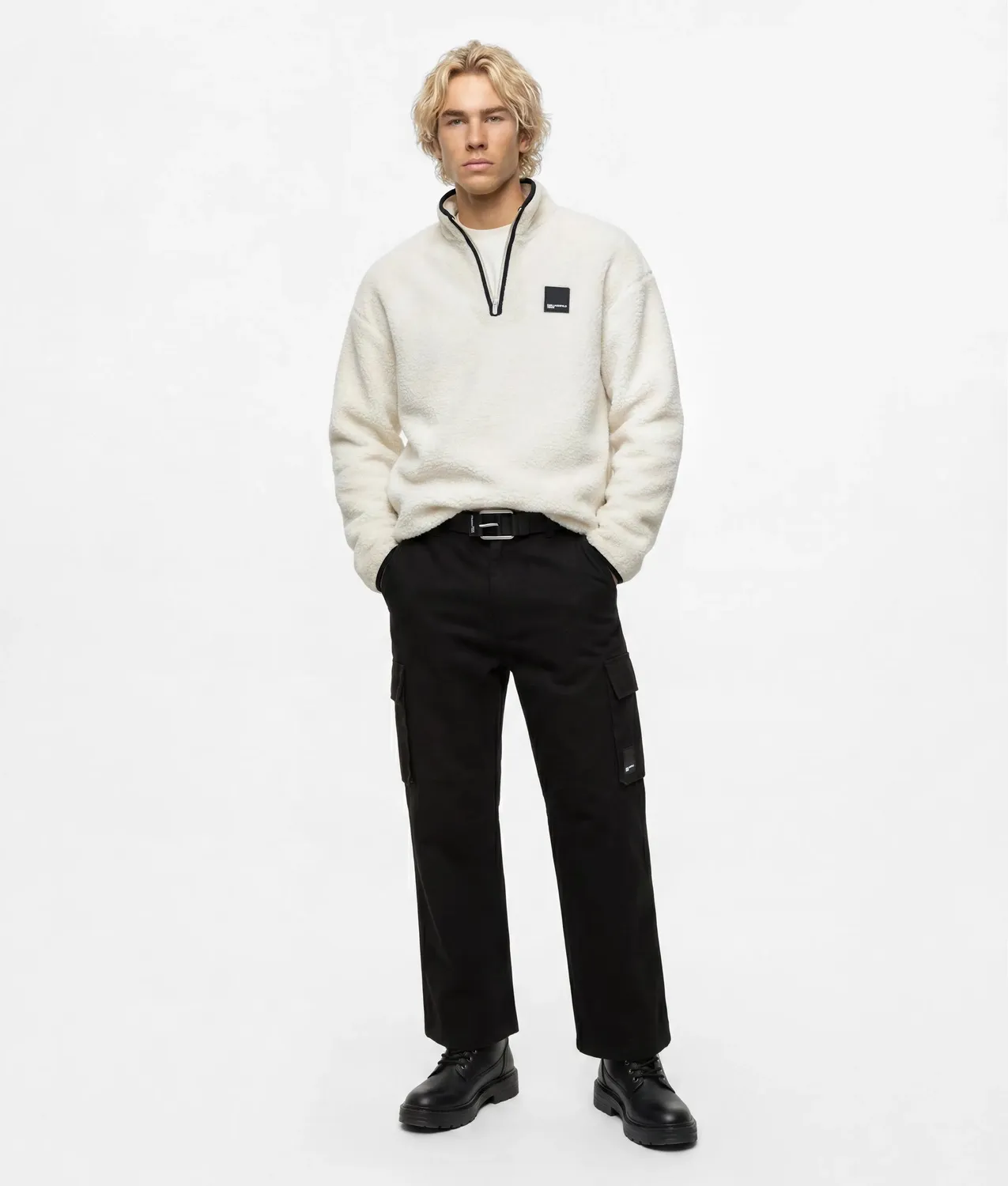Karl Lagerfeld Half-Zip Fleece Sweatshirt Teddy