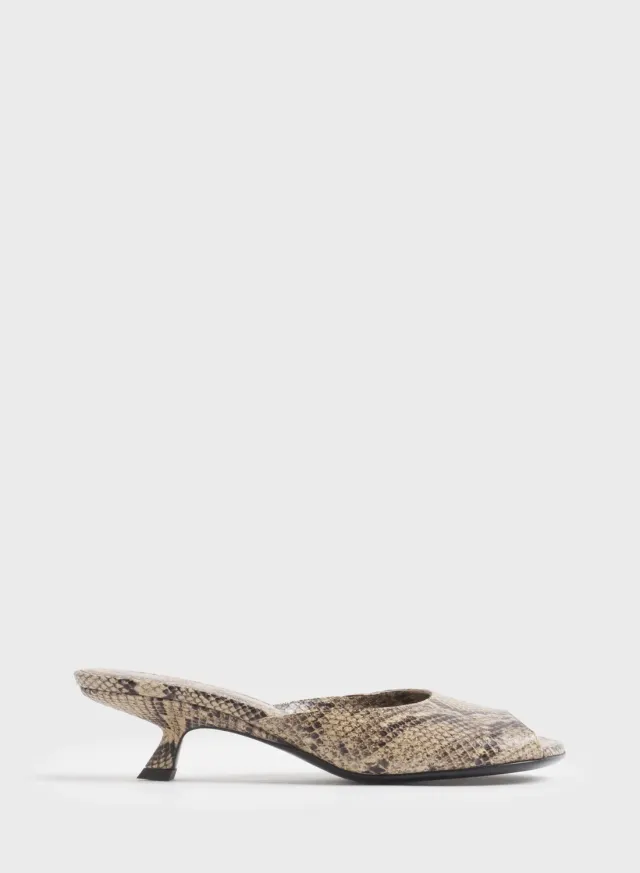 Mugler Faux Python Peep-Toe Mules 45 45 mm