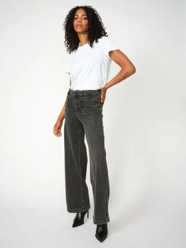 Mos Mosh Colette Deluxe Jeans Grau Wide Leg