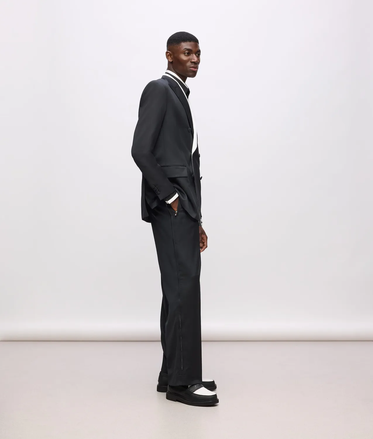 Karl Lagerfeld KL Studio Hose Wolle Barrel Herren grau