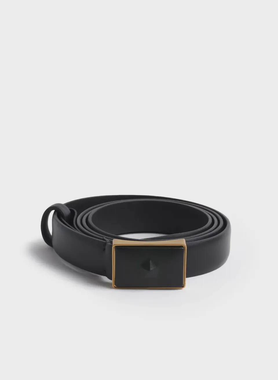 Mugler Star Buckle Gürtel Leder Schwarz Gold 41mm