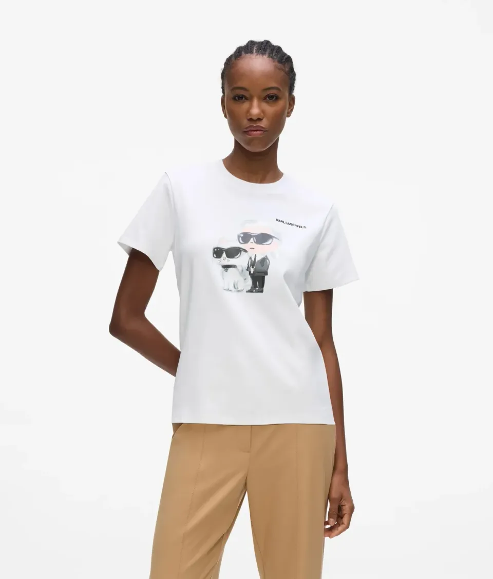Karl Lagerfeld Ikon T-Shirt Aquarell Choupette Print