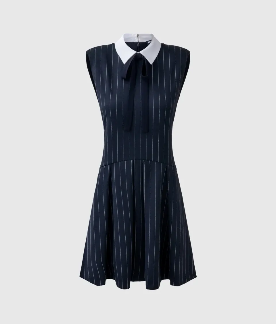 Karl Lagerfeld Pinstripe Strickkleid Ärmellos Nadelstreifen