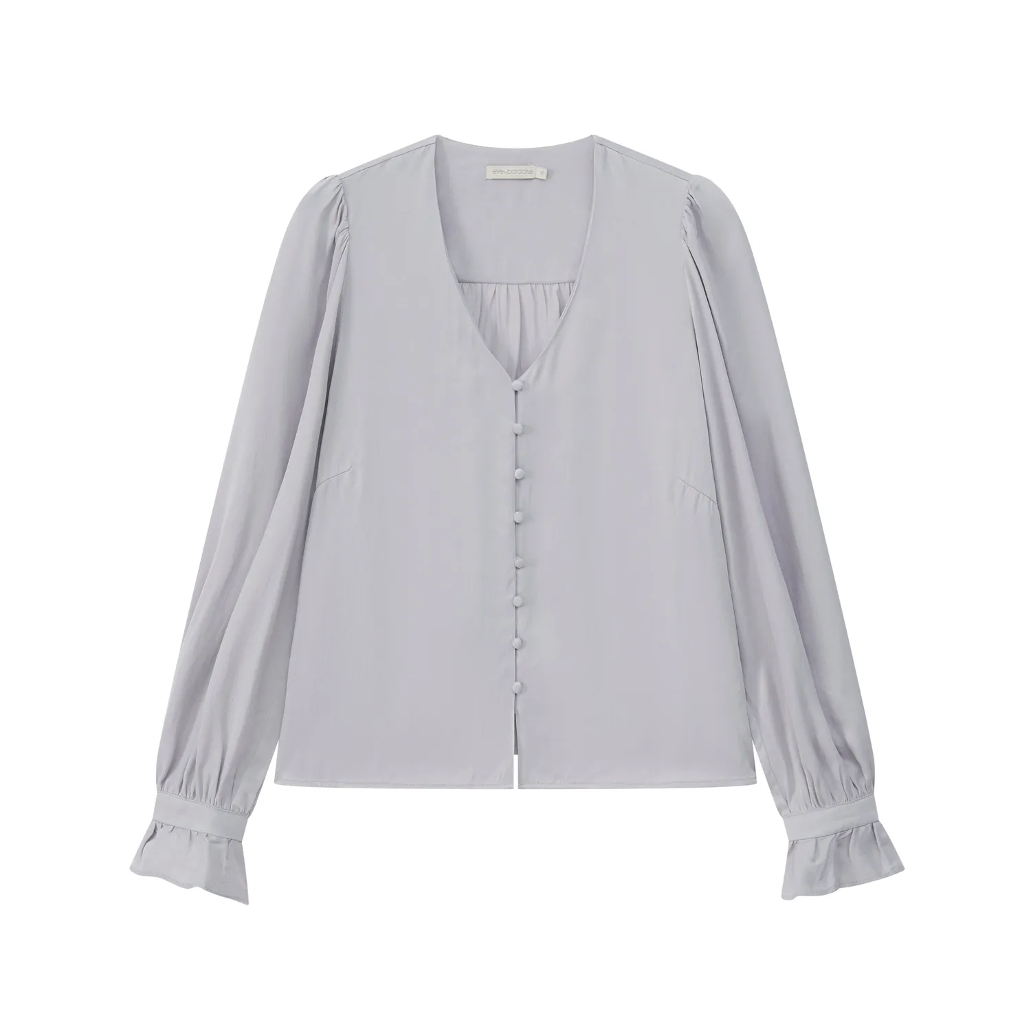 Senatex Bluse Rüschenmanschette Lightgrey fließend