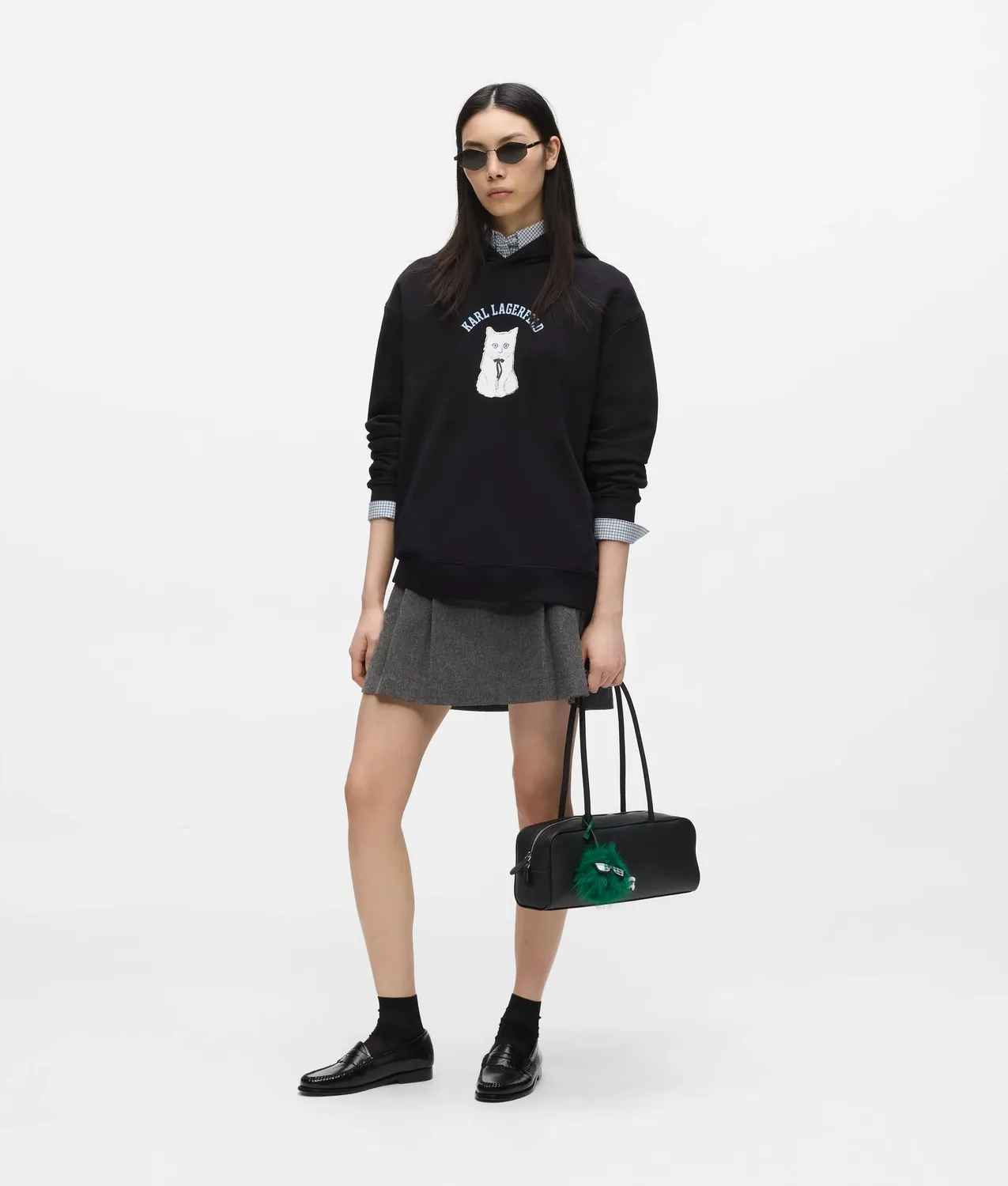 Karl Lagerfeld Ikon Choupette Sketch Hoodie Damen oversized