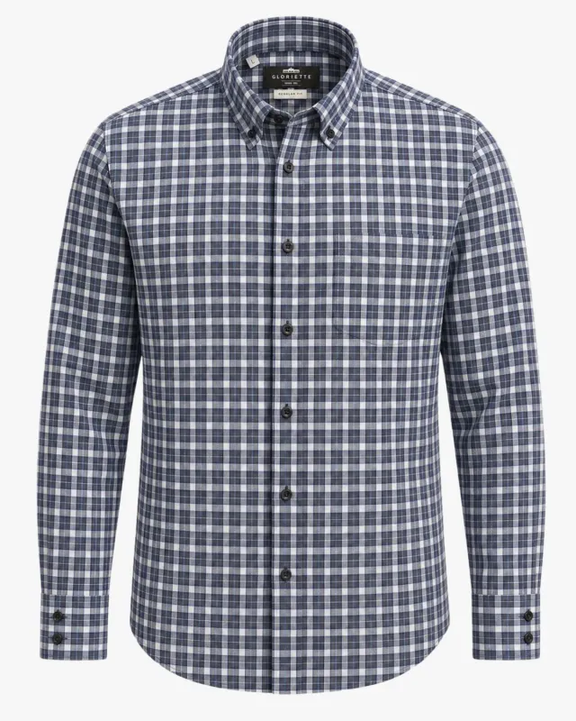 Gloriette Button-Down Karohemd Meerblau Regular Hemd Kariert