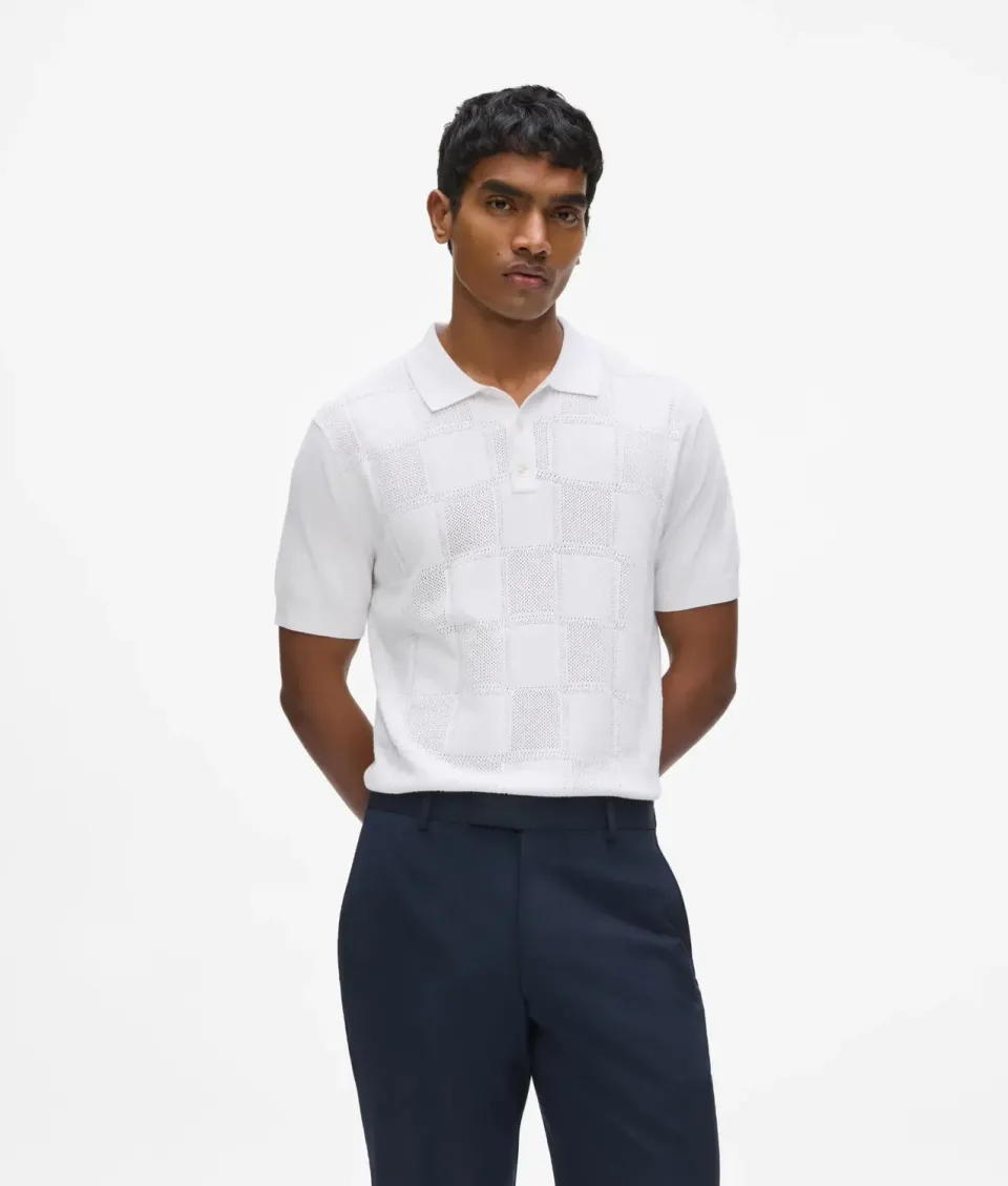 Karl Lagerfeld Strick Polo Karo Herren gerippt