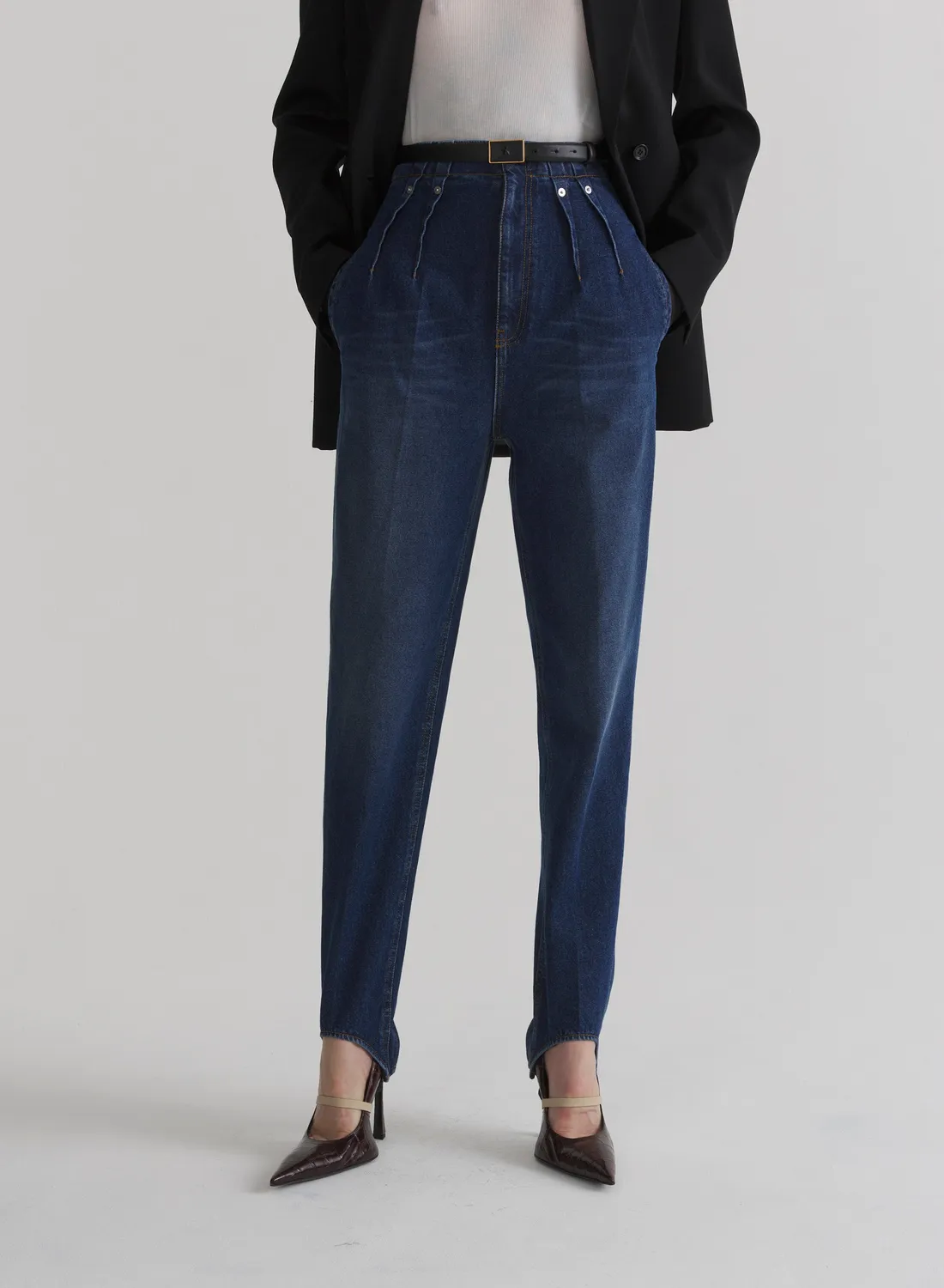 Mugler Stirrup Cigarette Jeans Washed Denim High-Waist