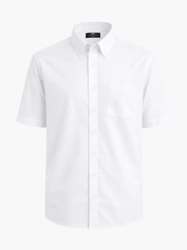 Gloriette Button-Down Kurzarmhemd Weiß Feinpopeline