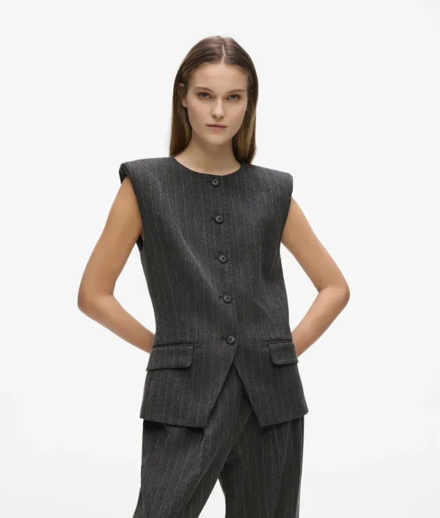 Karl Lagerfeld Pinstripe Weste Nadelstreifen Strass