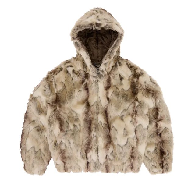 Corteiz Pelt Hooded Fur Jacke Fawn Kunstfell