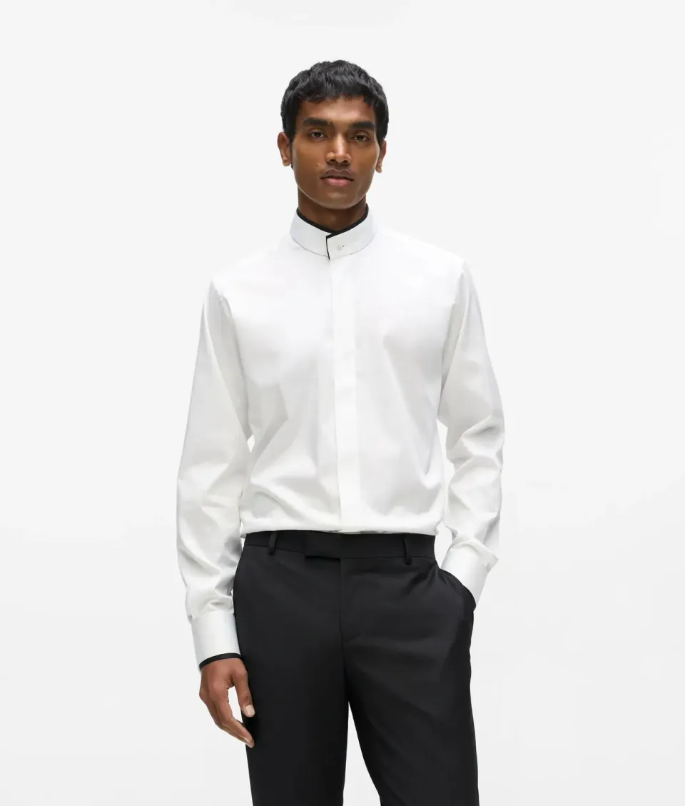 Karl Lagerfeld Contrast Detail Hemd Schwarz 15-18