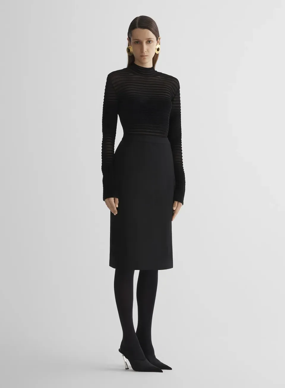 Mugler Lingerie Re/Edit Bleistiftrock Schwarz Wolle