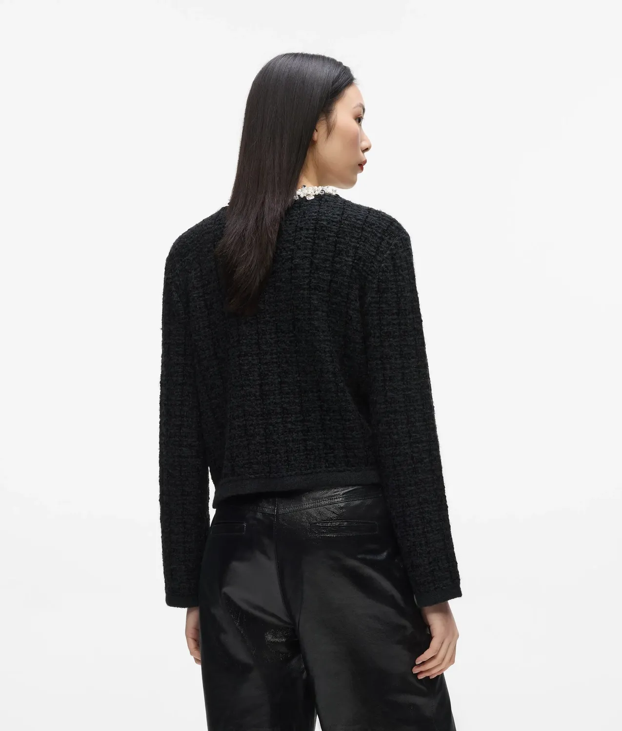 Karl Lagerfeld Textured Beaded Cardigan Strickjacke mit Perlen