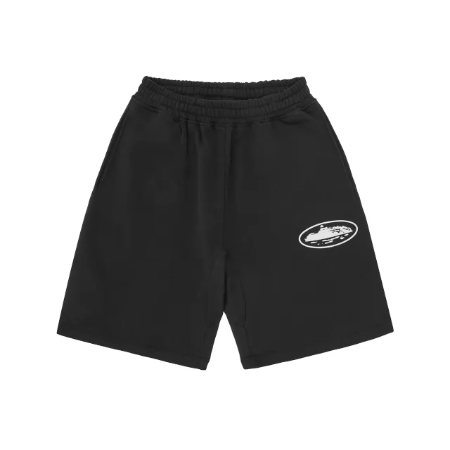 Corteiz Island Puff Print Sweatshort Schwarz baggy