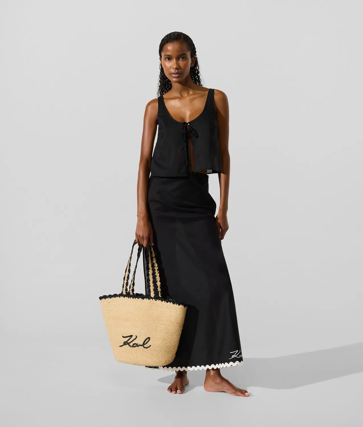Karl Lagerfeld Tie-Front Beach Top aus Baumwolle