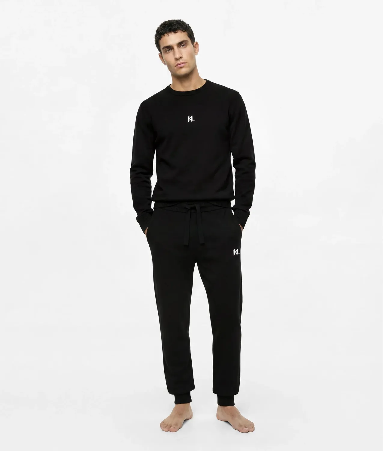Karl Lagerfeld Monogram Cashmere Loungewear Pullover