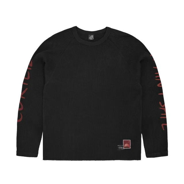 Corteiz It Ain't Safe Waffle Thermal Black 370 GSM
