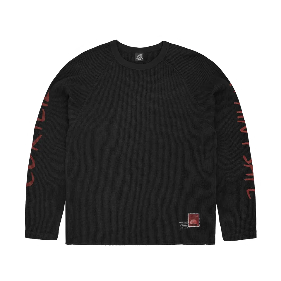 Corteiz It Ain't Safe Waffle Thermal Black 370 GSM