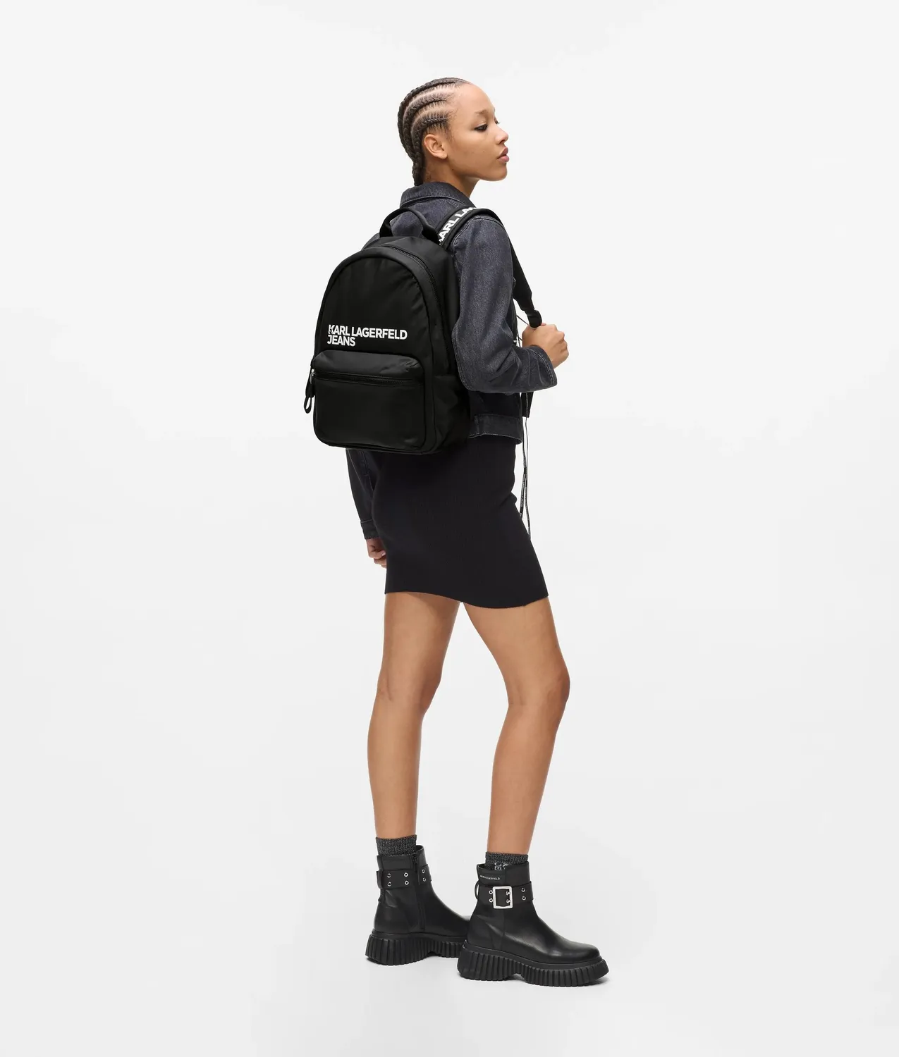 Karl Lagerfeld Logo Nylon Rucksack Schwarz KL Jeans