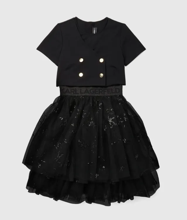 Karl Lagerfeld Kids Sequin Mesh Kleid Pailletten Festlich