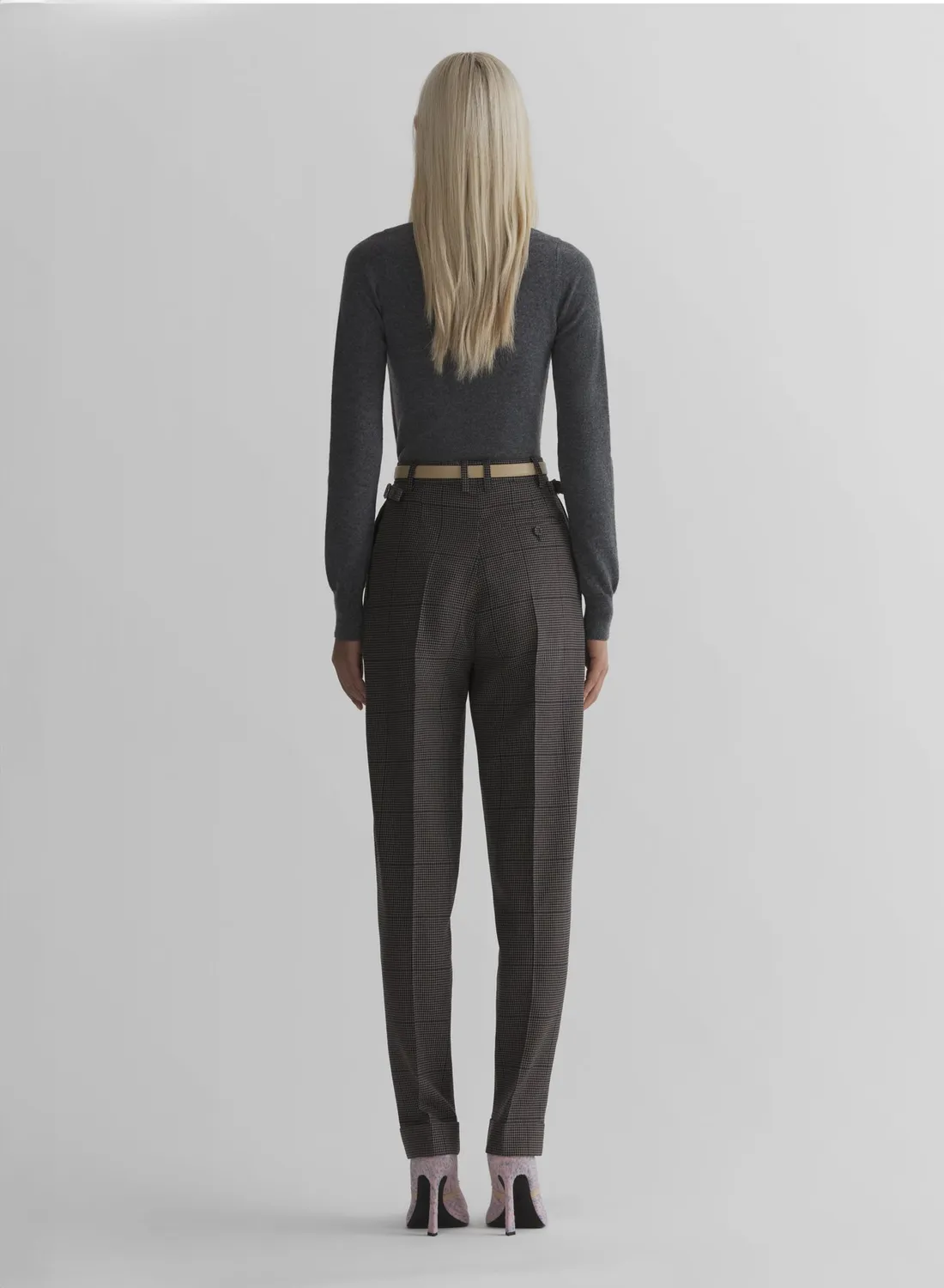 Mugler V-Neck Knit Top Kaschmir Grau