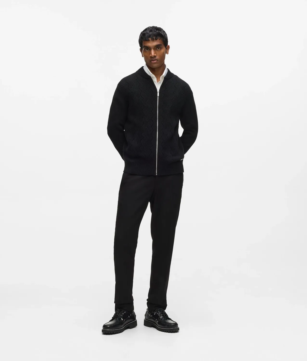 Karl Lagerfeld Cable-Knit Zip Strickjacke Wolle Herren