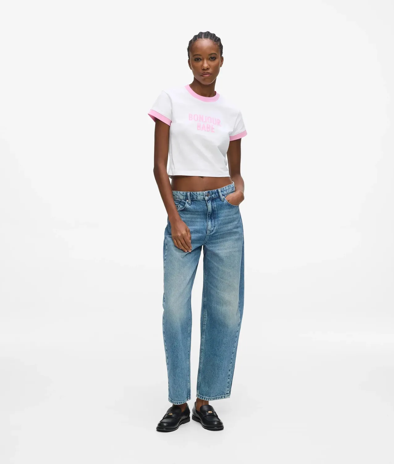 Karl Lagerfeld Bonjour Babe T-Shirt XS-XL Rosa Crew-Neck