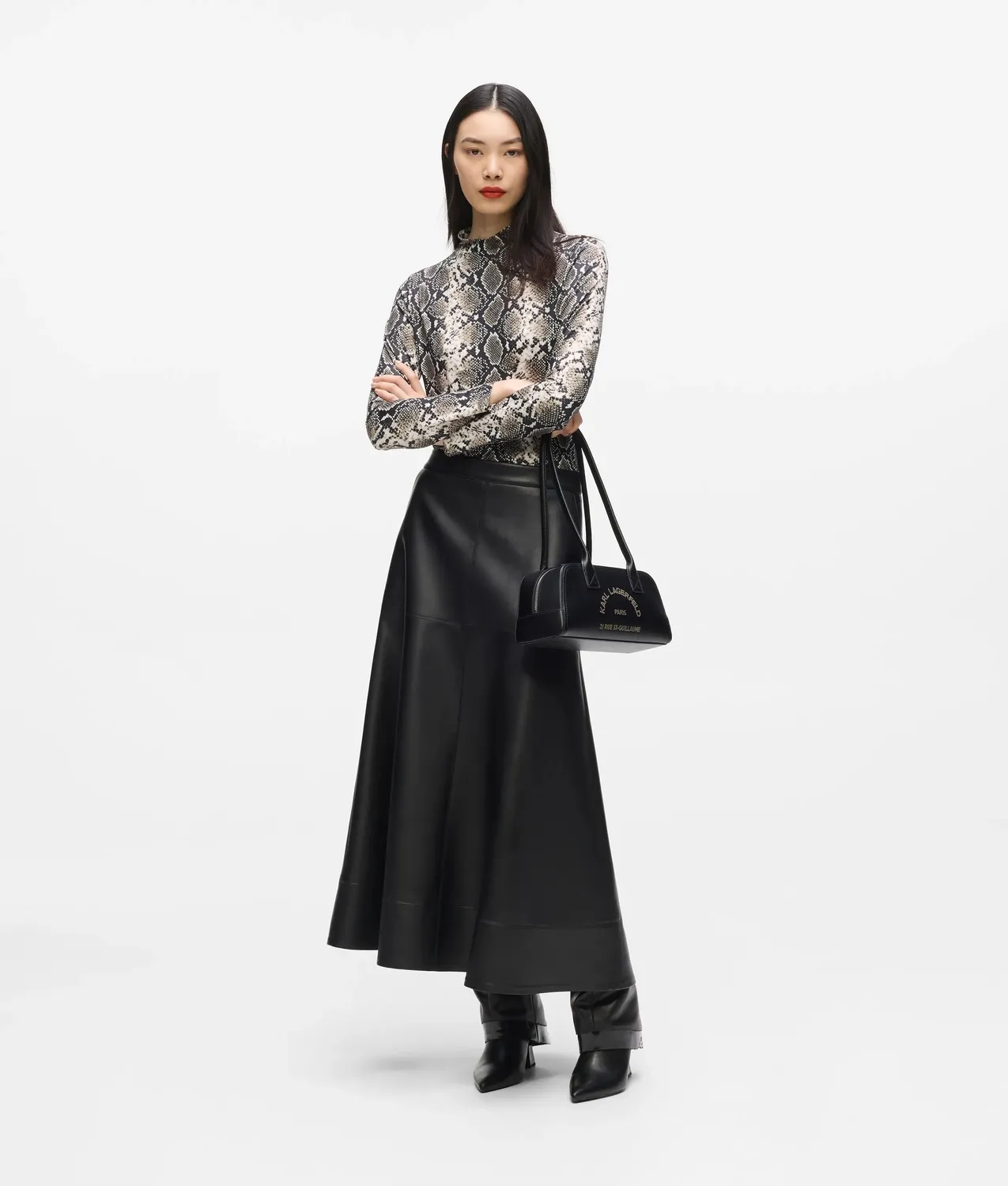 Karl Lagerfeld Mock Neck Langarmshirt figurbetont
