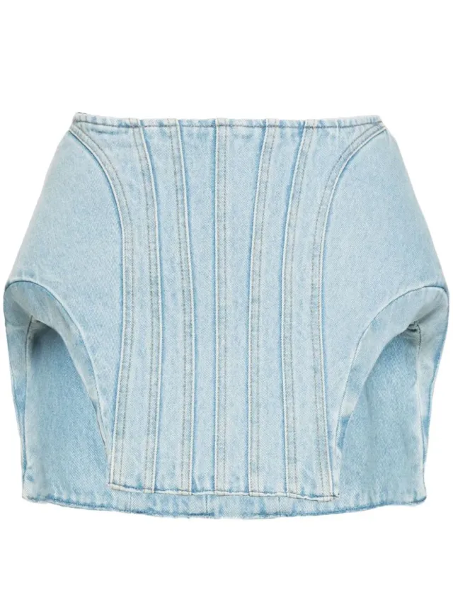 Mugler Curvy Denim Minirock Blau Mini
