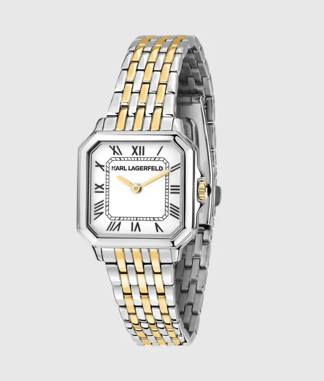 Karl Lagerfeld Square Logo Uhr Damen Silber Gold