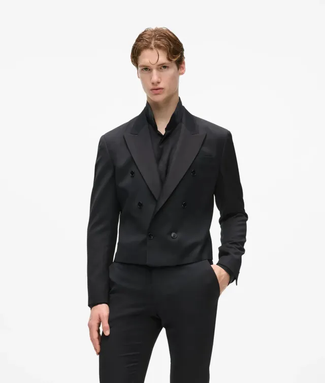 Karl Lagerfeld KL Studio Blazer Wolle Cropped Zweireihig
