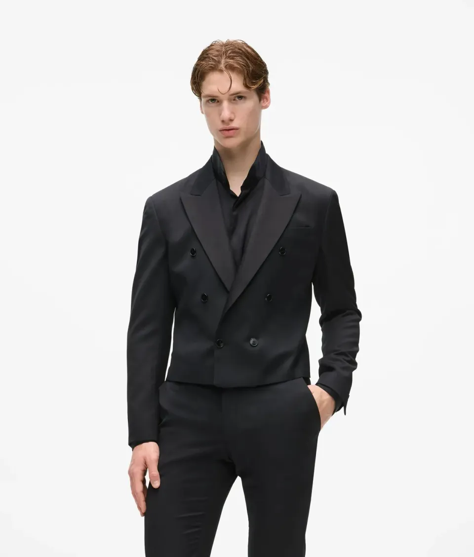 Karl Lagerfeld KL Studio Blazer Wolle Cropped Zweireihig