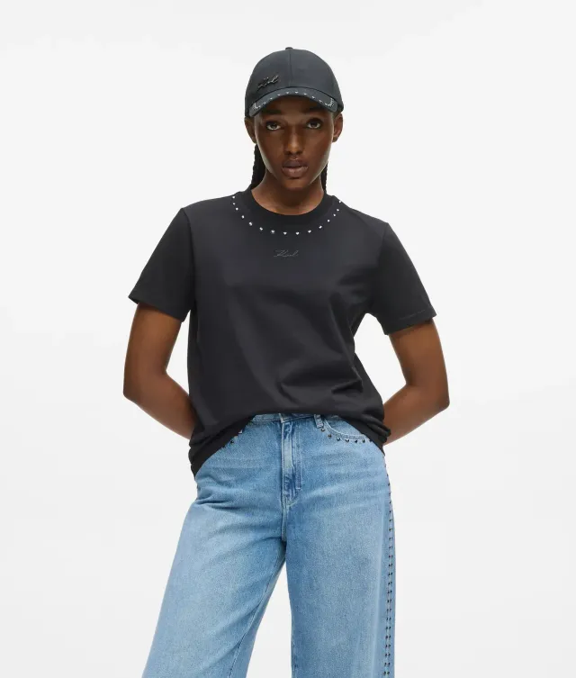 Karl Lagerfeld Studded Signature T-Shirt XS-XL Nieten