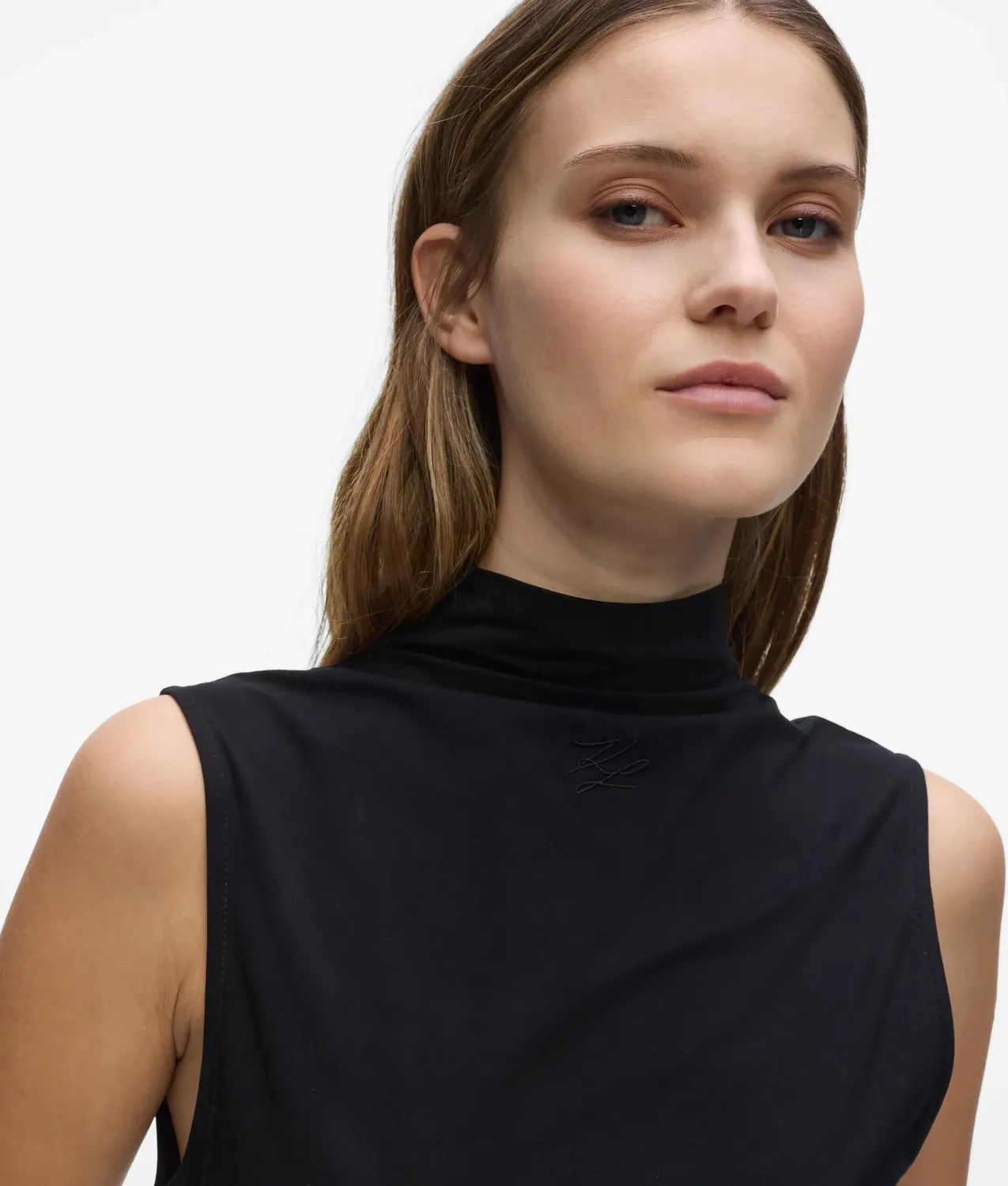 Karl Lagerfeld Mock-Neck Tank Top S Rüschen
