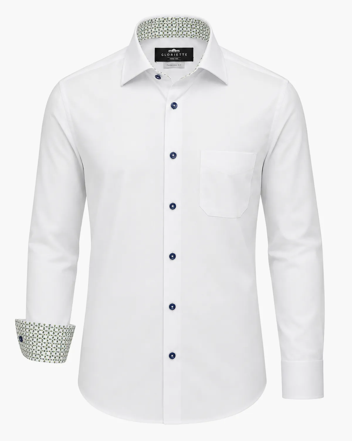 Gloriette Windsor Akzentknopf Hemd Weiß Fashion Fit Baumwolle