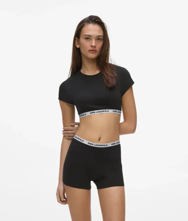 Karl Lagerfeld Logo Band Crop Top Bio-Baumwolle