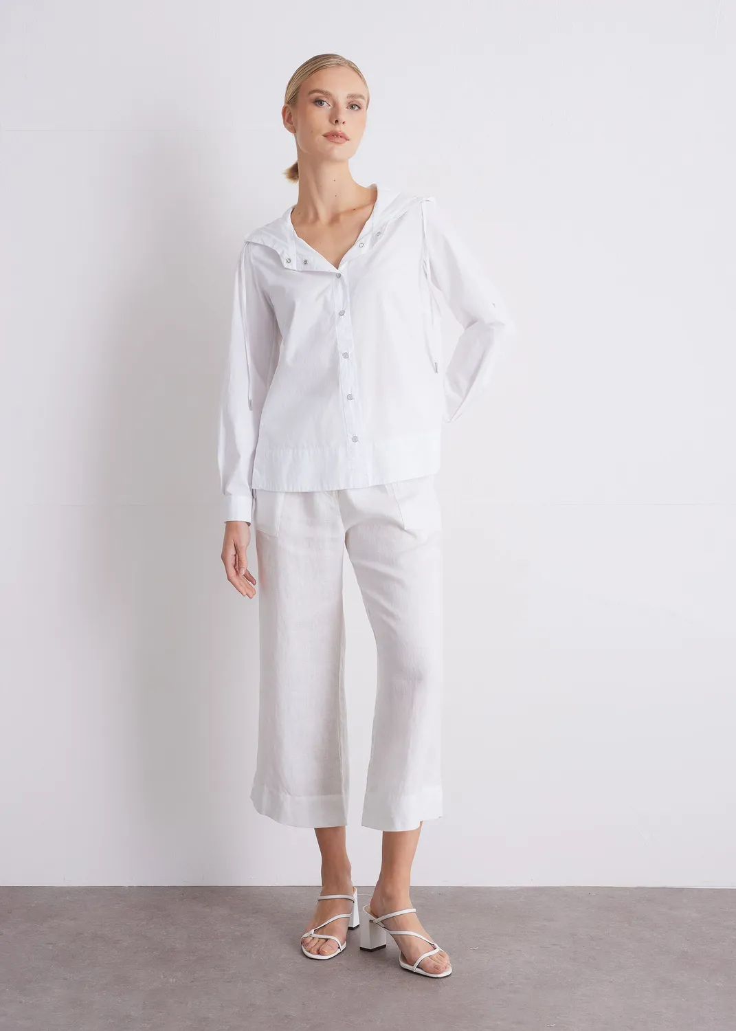 Senatex Bluse Kapuze OCS-Baumwollbluse Weiß