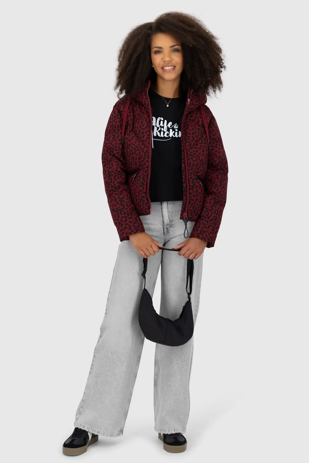 Alife & Kickin MurielAK B Pufferjacke Dunkelrot Animalprint