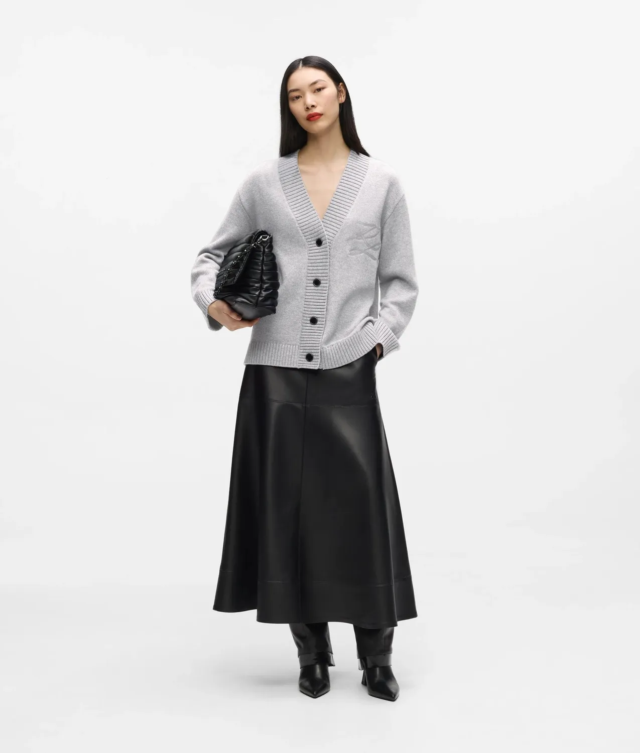 Karl Lagerfeld Soutache Cardigan Wollmix gerippt