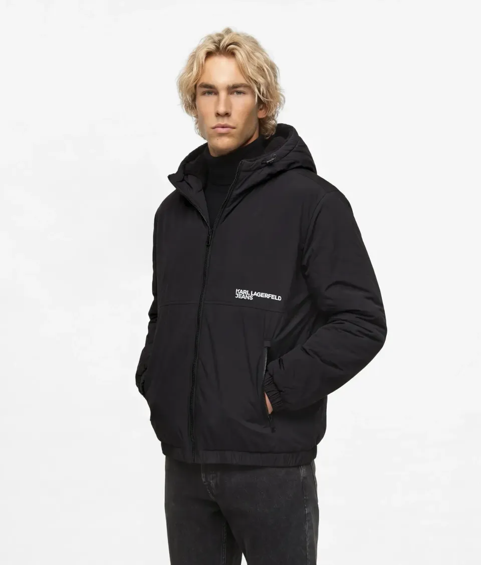 Karl Lagerfeld Reversible Teddy Puffer Jacke Wende Logo
