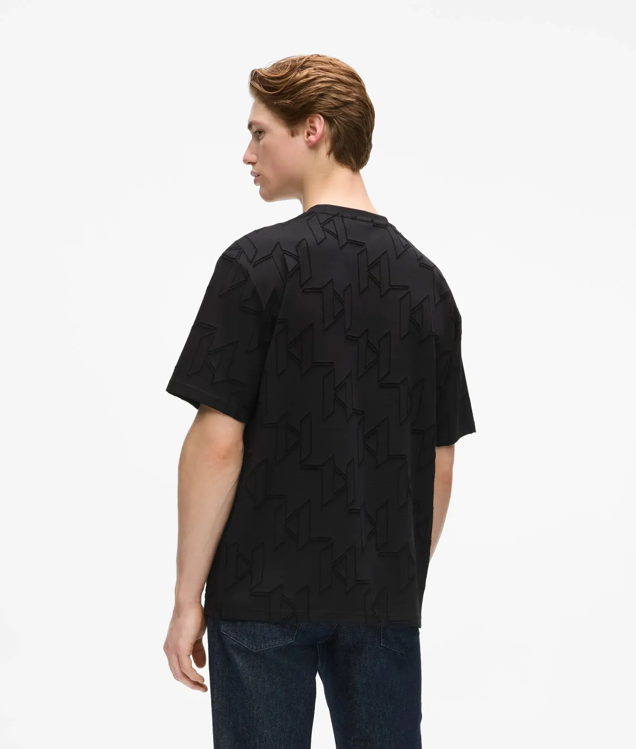 Karl Lagerfeld All-Over Monogram T-Shirt Crew-Neck