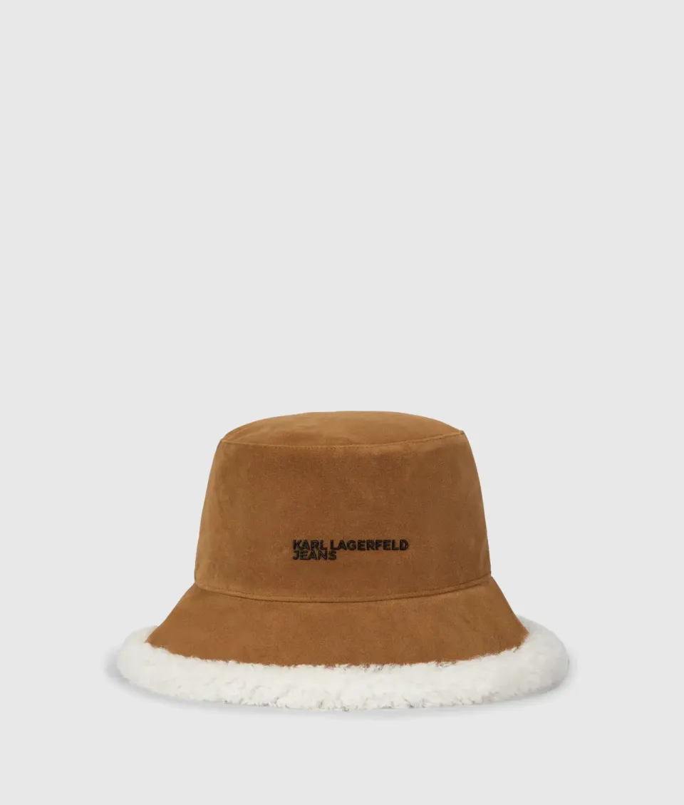 Karl Lagerfeld Jeans Bucket Hat Wildleder Wendehut beige