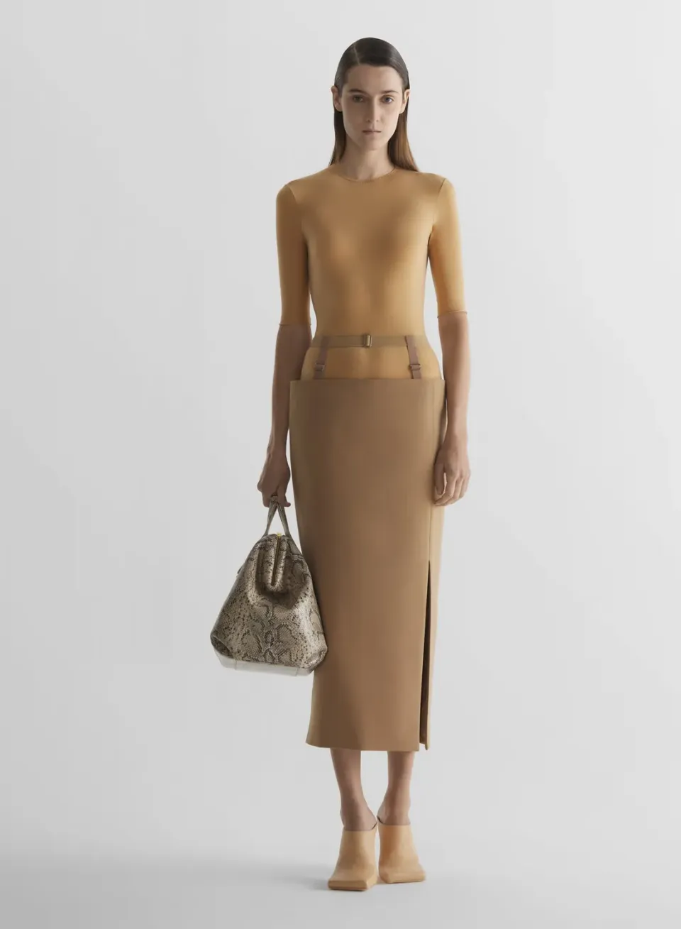 Mugler Suspended Pencil Rock Beige figurbetont