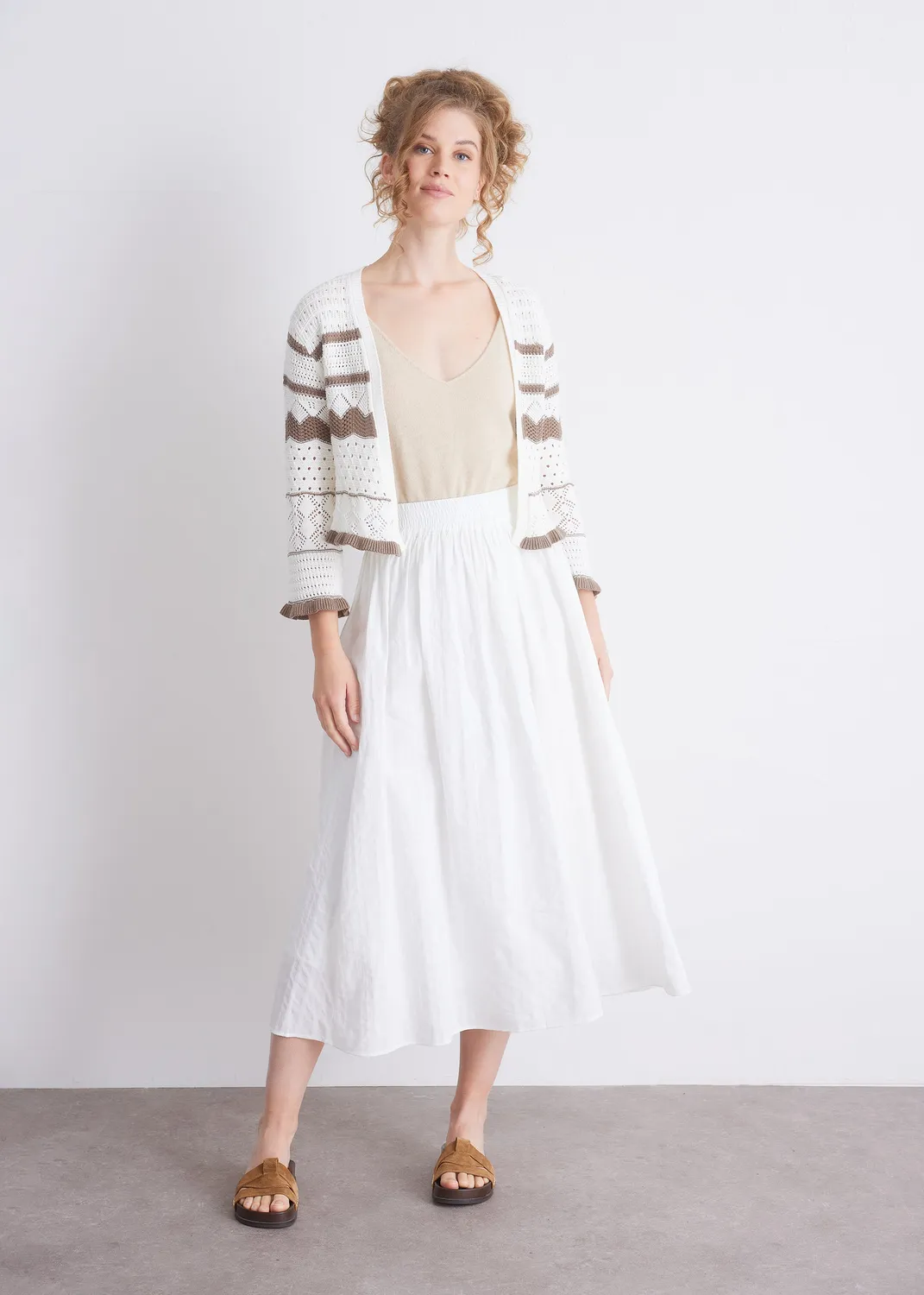 Senatex Ajourstrick-Cardigan Baumwolljacke Mocca