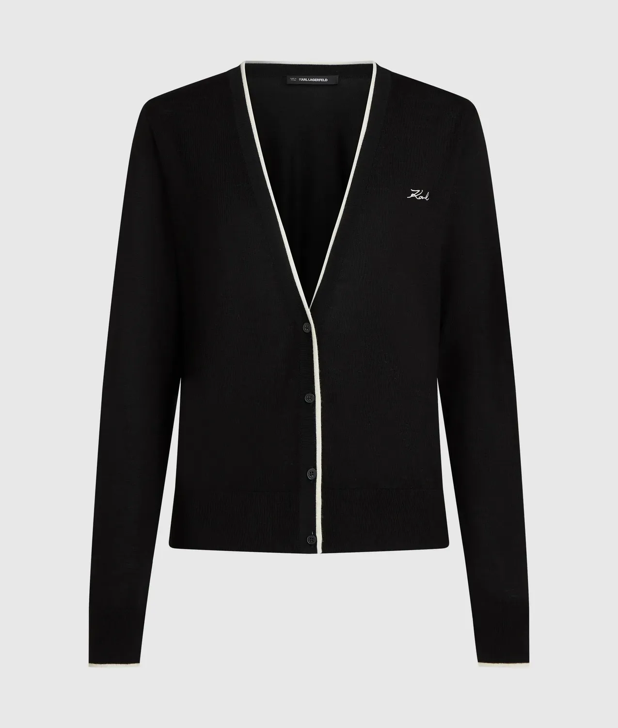 Karl Lagerfeld Merino Cardigan V-Ausschnitt Wolle