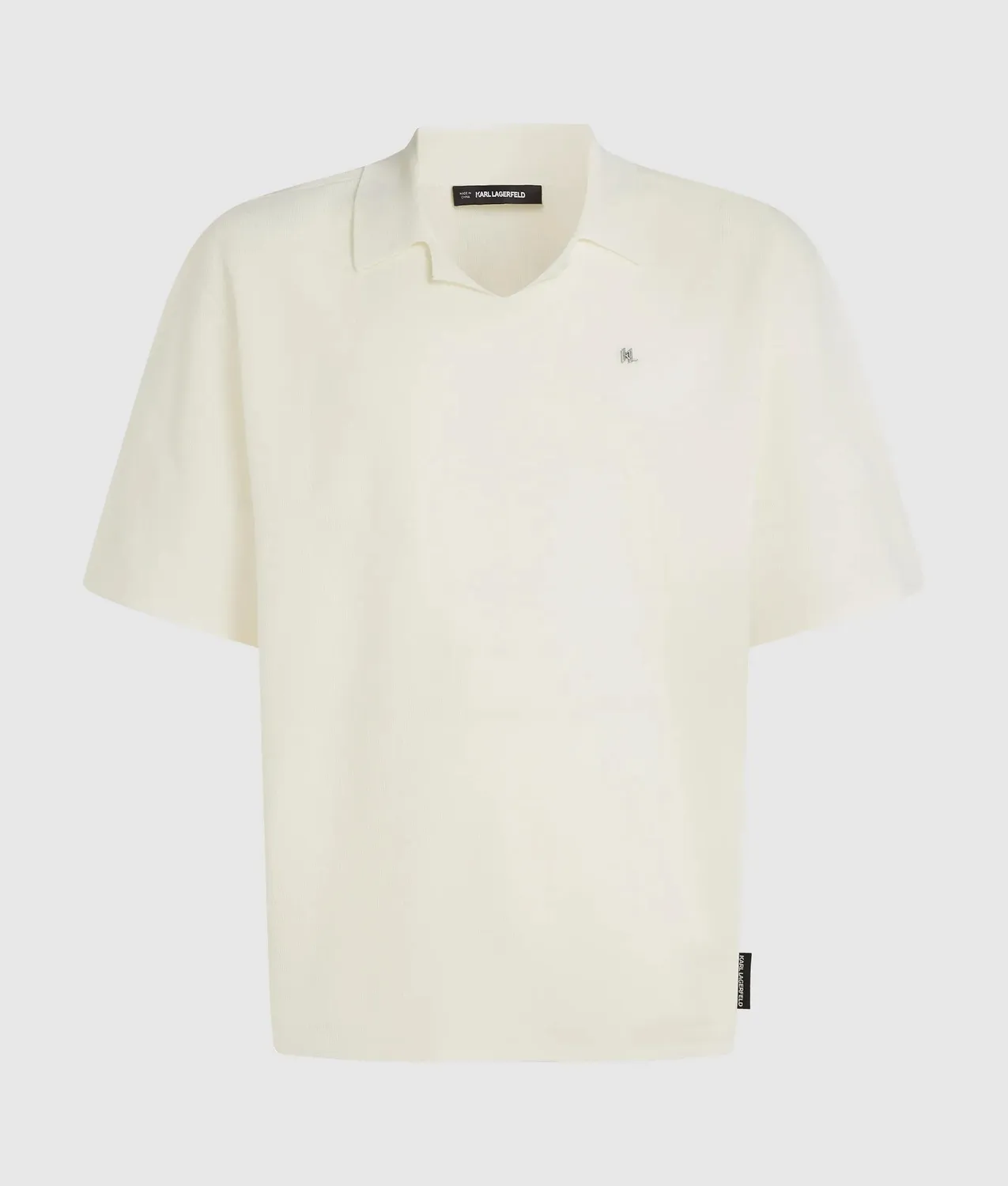 Karl Lagerfeld Knitted Boxy Polo Poloshirt Herren Blau Wollmix