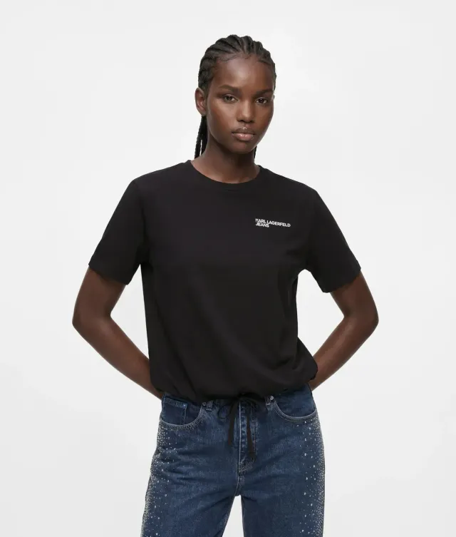Karl Lagerfeld KL Jeans Tied-Hem T-Shirt mit Logo